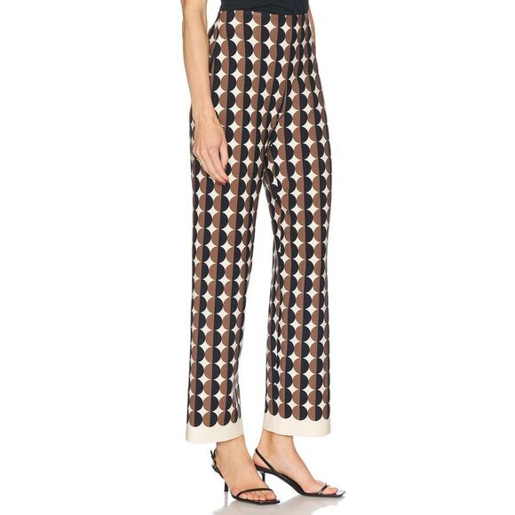 Oscar de la Renta All Over Geo Double Face Wool Pant in Khaki &  Ivory 12 - Picture 2 of 4